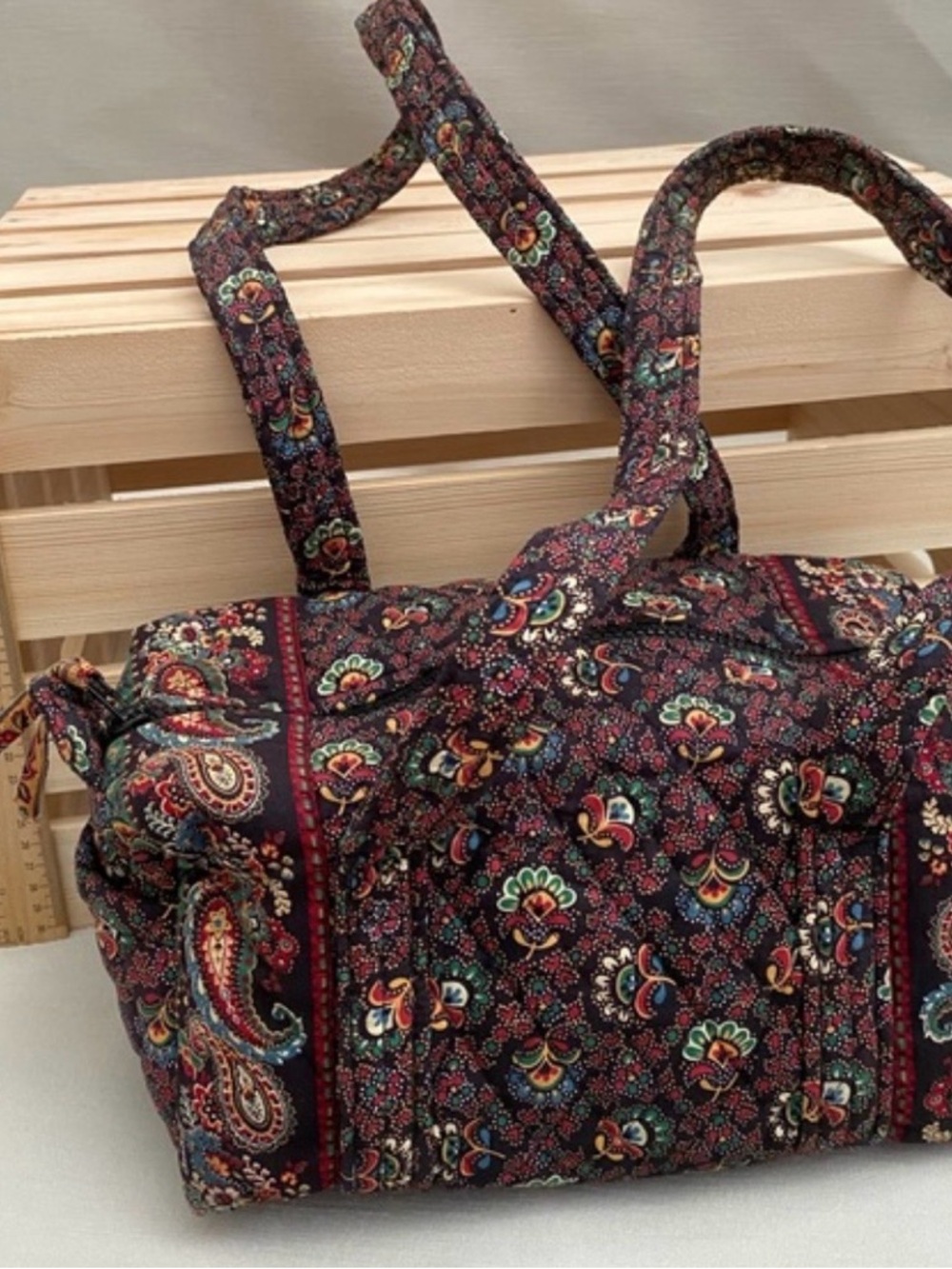 Vera Bradley Quilted Paisley Travel Duffel - Burgundy Multicolor